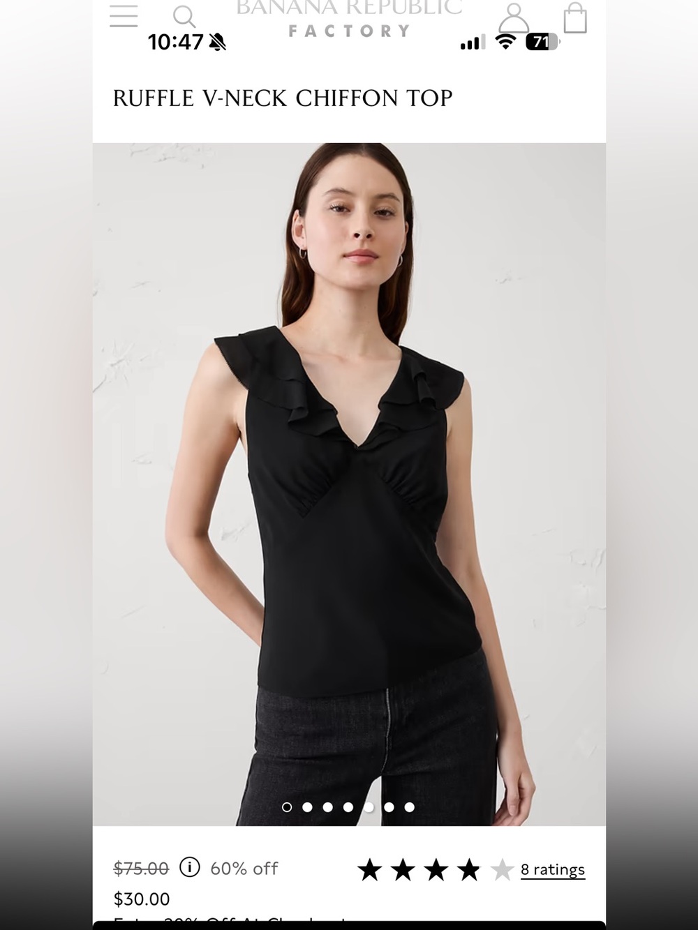 NWT Banana Republic Ruffle V Neck Chiffon Top